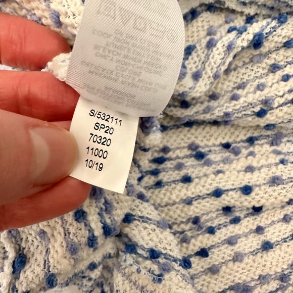 Loft Womens Crew Neck Cotton Blend Lightweight White & Blue Sweater Size M EUC - Picture 8 of 11